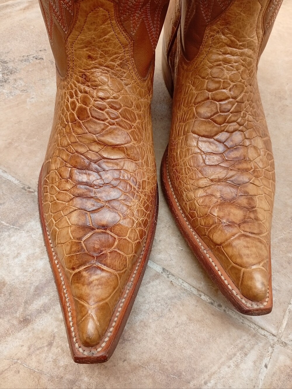 Pre Ban Unbranded Sea Turtle Western Pointed Toe Cowboy Boots - Brown - Picture 2 of 15